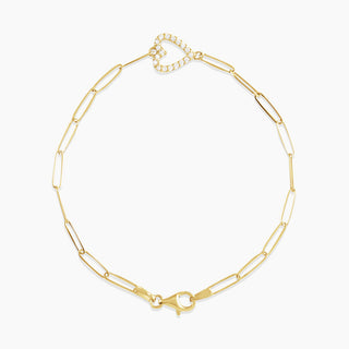 Chain Bracelet with Diamond Heart | Yellow Gold