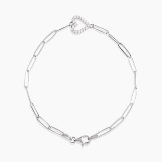 Chain Bracelet with Diamond Heart | White Gold