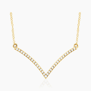 ' V ' Diamond Necklace | Yellow Gold