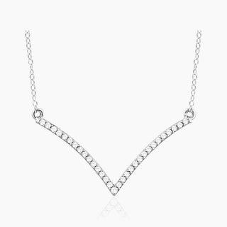 ' V ' Diamond Necklace | White Gold