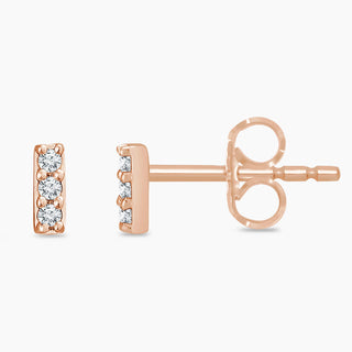 Triplet Diamond Studs | Rose Gold