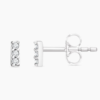 Triplet Diamond Studs | White Gold