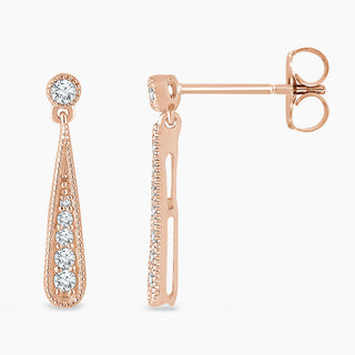 Hanging Diamond Drop Earrings | Rose Gold