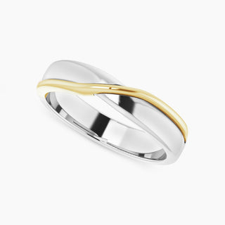 Men's Gold Patterned Band | White Gold & Yellow Gold