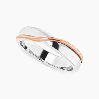 Men's Gold Patterned Band | White Gold & Rose Gold