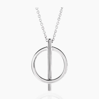 Hoop N Bar Necklace | White Gold