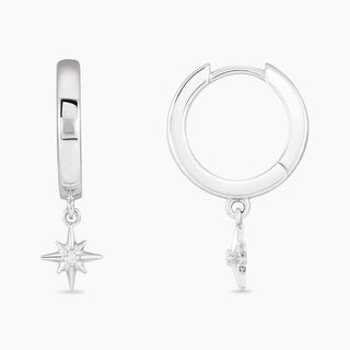 Pendulous Diamond Star Earrings | White Gold